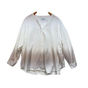 Diane Gilman Womens Long-Sleeve Blouse Top Plus Size 3X White Pullover Casual